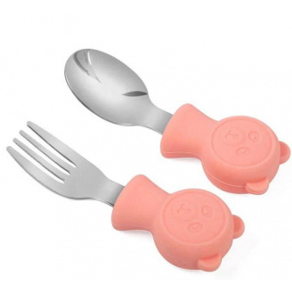 Набір дитячих столових приладів Stenson MA-4917 сталевий з персиковим
