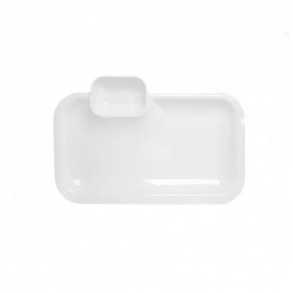 Блюдо прямоугольное с соусником Tudor TU2241 гладкое фарфоровое 36 см