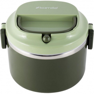 Ланч бокс пластиковий корпус внутрішня ємність сталь нержавіюча Kamille зелений KM-2135