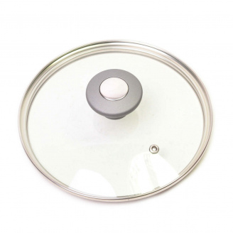 Кришка скляна d-20 см з металевим обідком універсальна Kamille КМ-0821GR