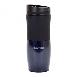 Чашка-термос 500 мл Kamille из нержавеющей стали с TPR вставкой синий КМ-2047