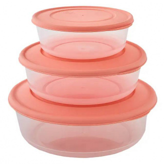 Набор круглых контейнеров для продуктов Алеана 3в1 персиковый 167030