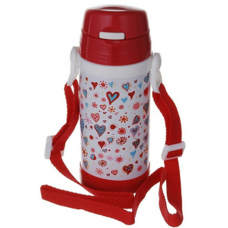 Дитячий термос із нержавіючої сталі з трубочкою 320 мл Серця A-Plus 1776