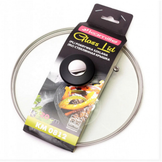 Крышка стеклянная d-20 см с металлическим ободком универсальная Kamille КМ-0812R