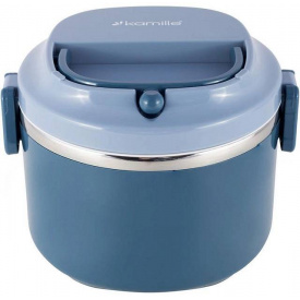 Ланч бокс пластиковий корпус внутрішня ємність нержавіюча сталь Kamille блакитний KM-2135