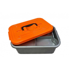 Контейнер для хранения + вклад Ал-Пластик 6,3 л серый с оранжевой крышкой ПБ-997