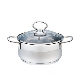 Кастрюля из нержавеющей стали с стеклянной крышкой 18 см 1.9 л Maestro MR-3508-18
