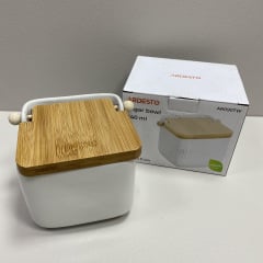 Сахарница керамическая с крышкой 840 мл 14х12х11 см Ardesto Midori AR0907W Каменец-Подольский