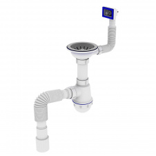 Сифон для кухни ZERIX SK-02-A 3 1/2"x40 с резьбовым выпуском и гибким прямоугольным переливом (ZX4952)