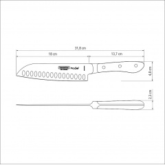 Нож Santoku Tramontina ProChef 178 мм Черный (6591640) Житомир