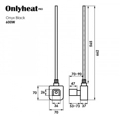 ТЕН OnlyHeat Onyx Black Pro 0,6 кВт (прихований монтаж) Тернопіль