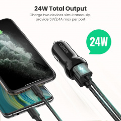 Автомобильное зарядное устройство Ugreen ED018 24W 2xUSB Car Charger Black (6689291) Суми