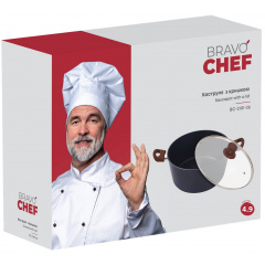 Кастрюля классическая с крышкой Bravo Chef 26 см 4.9 л Черный (6859889) Київ