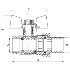 Кран із американкою 3/4" (KOER KR.227) (KR0017) Буча