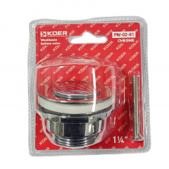 Донний клапан для умивальника Koer PW-02-01 1 1/4'' (кнопка) (Колір хром) (KR3399) Бердичів