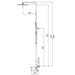 Душова колона із змішувачем Koer KB-56010-05 (Колір чорний) (KR3495) Житомир