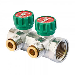 Коллектор вентильный с адаптером Koer KR.1127-2 - 1"x2 - 3/4 Ways (евроконус-плоскость) (KR4946) Житомир
