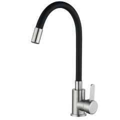 Смеситель для кухни с черным гибким изливом Mixxus FAN-011 Refl.Black (нерж. сталь) (MI6105) Каменец-Подольский