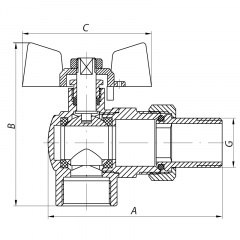 Кран с американкой 3/4" (KOER KR.228) угловой (KR0018) Кропивницкий