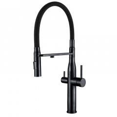Кухонний змішувач на дві води з гнучким виливом Mixxus VTM-021 Black Refl.Black (MI6089) Чугуїв