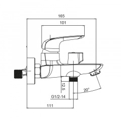 Змішувач для ванни з коротким виливом Koer KB-40008-05 (Колір чорний) (KR3473) Балаклія