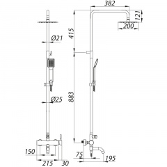 Душевая колонна со смесителем ZERIX LR72404 (нерж. сталь) (LL1472) Харьков
