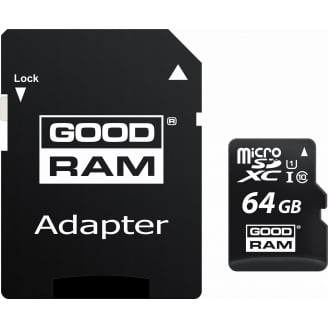 Карта пам'яті GoodRam microSDXC 64GB Class 10 UHS I (M1AA-0640R12) + SD адаптер (6475884)