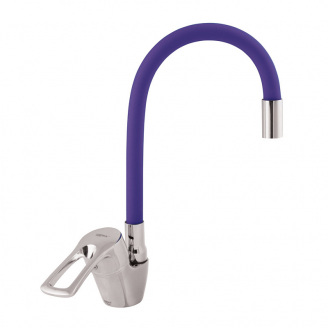 Смеситель для кухни ZERIX YUB 181 С фиолетовым гибким изливом (ZX0432)