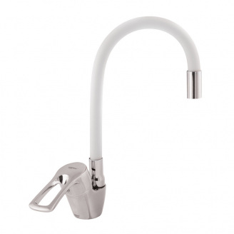 Смеситель для кухни ZERIX YUB 181 С белым гибким изливом (ZX1580)