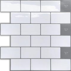 Самоклеюча поліуретанова панель під білу плитку цегла Sticker Wall SW-00001193 305*305*1мм Запоріжжя