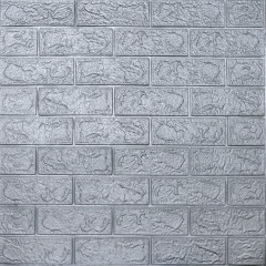 Самоклеющаяся 3D панель Sticker Wall SW-00001445 Под серебряный кирпич в рулоне 3080x700x3мм Тернополь