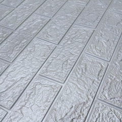 Самоклеющаяся 3D панель Sticker Wall SW-00001445 Под серебряный кирпич в рулоне 3080x700x3мм Тернополь