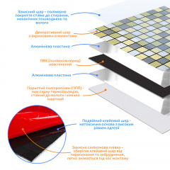Самоклеющаяся алюминиевая плитка серебряная с золотом шахматы 300х300х3мм SW-00001827 (D) Sticker Wall Виноградов