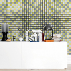 Самоклеющаяся алюминиевая плитка серебряная с золотом шахматы 300х300х3мм SW-00001827 (D) Sticker Wall Виноградов