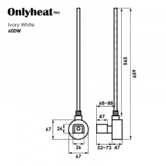 ТЕН OnlyHeat Ivory White Pro 0,6 кВт (прихований монтаж) Ужгород