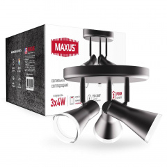 Спот світильник на 3 лампи Maxus MSL-02R 3x4W 4100K Чорний (1316) Переяслав-Хмельницький