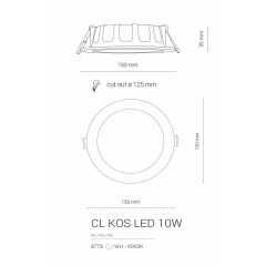 Точечный светильник CL KOS LED 10W 4000K IP44 Nowodvorski 8778 Бучач