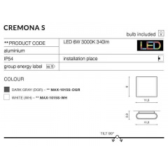 Уличный настенный светильник AZzardo CREMONA S AZ2179 (MAX-1015S-WH) Київ
