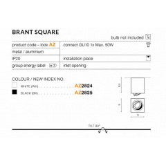 Точковий світильник AZzardo BRANT SQUARE (AZ2824) Чугуїв