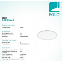 Стельовий світильник Eglo SARSINA-A 98208 Нова Прага