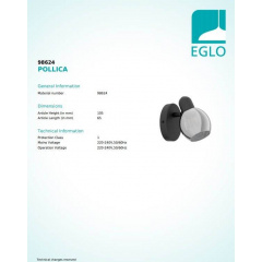 Бра Eglo POLLICA 98624 Пологи