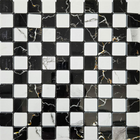 Самоклеящаяся PET мозаика Sticker Wall 300х300х4 мм Черно-белый (D) SW-00002448
