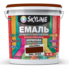 Эмаль для пола и других поверхностей акриловая SkyLine Вишневый RAL 3005 10 л