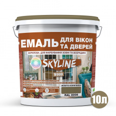 Эмаль акриловая Для Окон и Дверей SkyLine Wood Желто-коричневая RAL 8008 10 л Вінниця