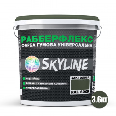 Фарба гумова супереластична надстійка «РабберФлекс» SkyLine Хакі-олива RAL 6006 3,6 кг Київ