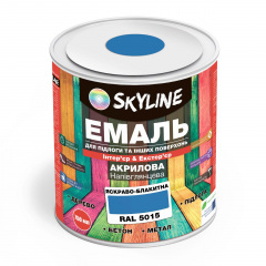 Эмаль для пола и других поверхностей акриловая SkyLine Ярко-голубой RAL 5015 0.75 л Буча