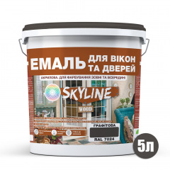 Эмаль акриловая Для Окон и Дверей SkyLine Wood Графитовая RAL 7024 5 л Чернігів