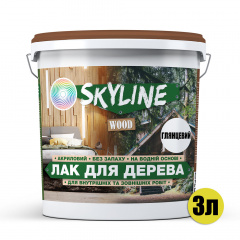 Лак для дерева акриловый Skyline Wood Прозрачный Глянцевый 3л Запорожье
