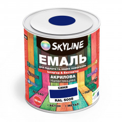 Эмаль для пола и других поверхностей акриловая SkyLine Синий RAL 5005 0.75 л Запоріжжя