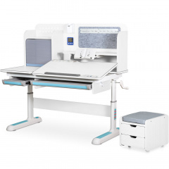 Детский стол Mealux Winnipeg Multicolor Plus WG синяя столешница решгулируемая с тумбочкой Володимир-Волинський